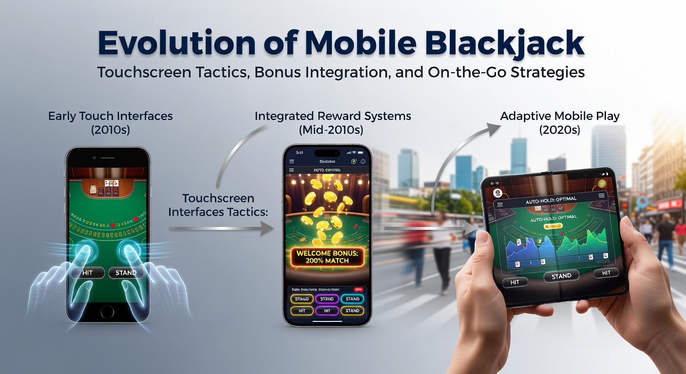 Smartphone displaying a mobile blackjack game with touchscreen controls and bonus features active
