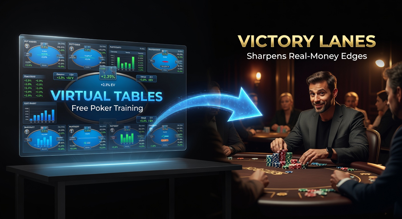 Poker players transitioning from free virtual tables to high-stakes real-money tournaments, showing strategy charts and app interfaces